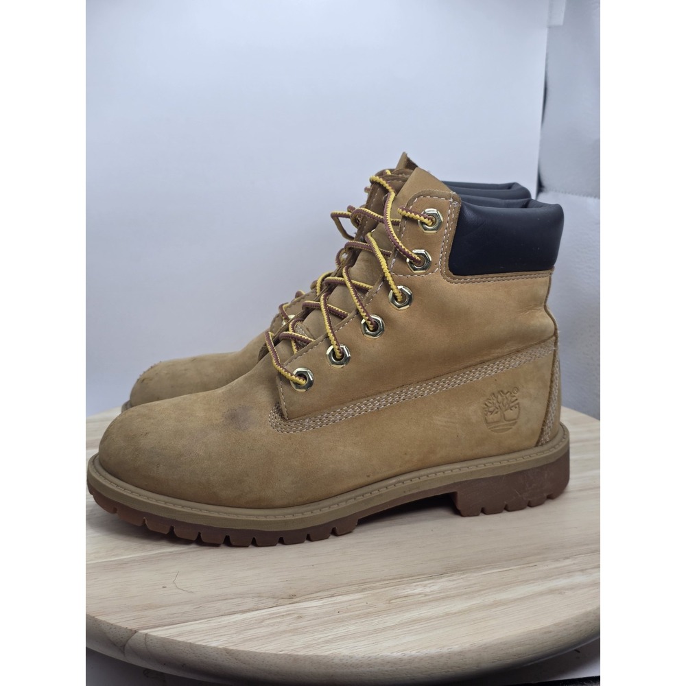 Kids Size 4.5 - Timberland Premium 6 Inch Waterproof Boot Wheat Nubuck Leather